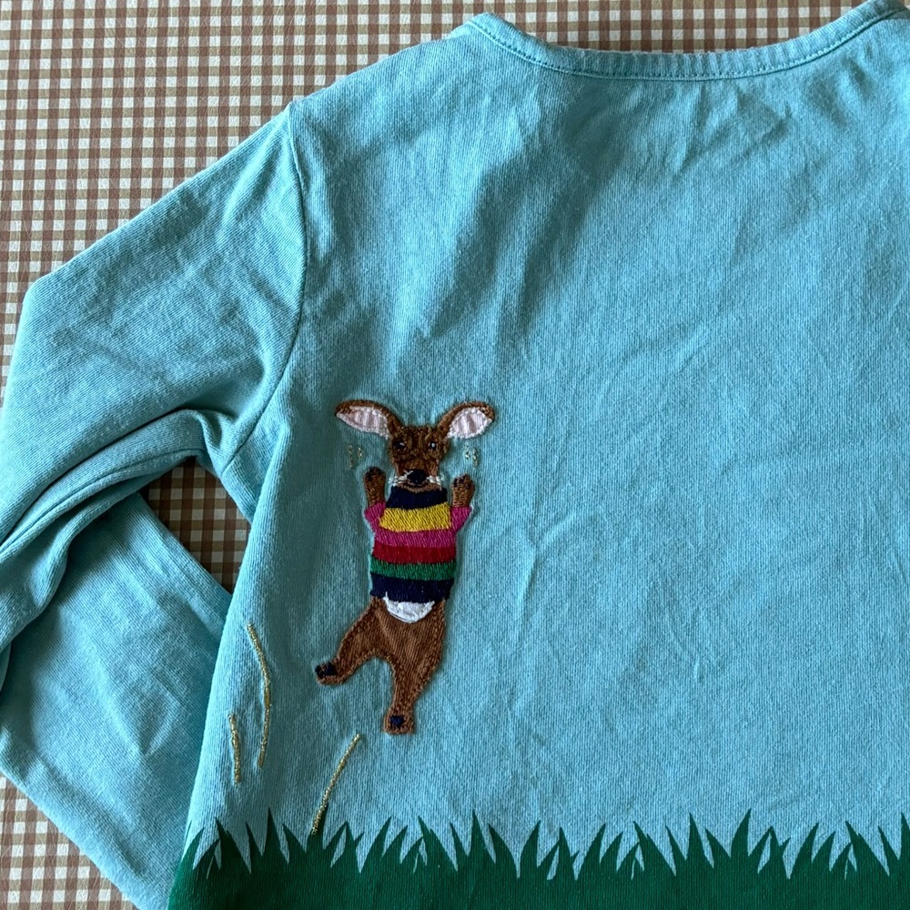 Mini Boden long sleeve appliqué jumping dogs shirt. Size 2-3 - Picture 11 of 15